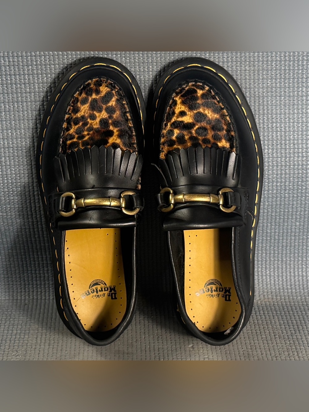 Dr. Martens Adrian Snaffle Loafer Black/Micro Leopard Hair Shoes Women’s Size 7 - Picture 5 of 9